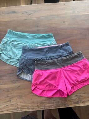 Lululemon set of three Speed shorts size 8